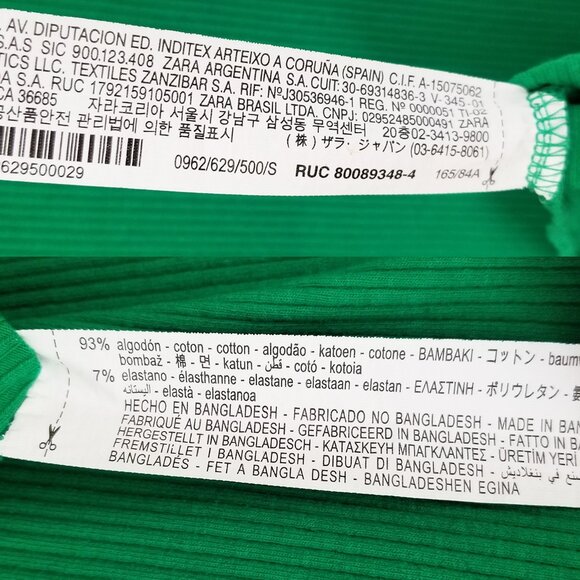 Zara Frill Ruffle Ribbed Knit Midi Dress Bodycon Kelly Green Size S  0962/629 - Picture 10 of 13